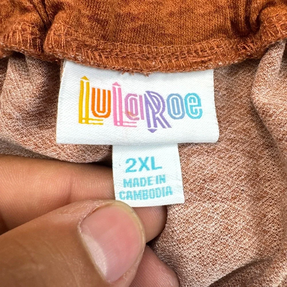 LuLaRoe Paper Bag Shorts Womens 2XL Rust Orange Stretch Lightweight Tie Waist